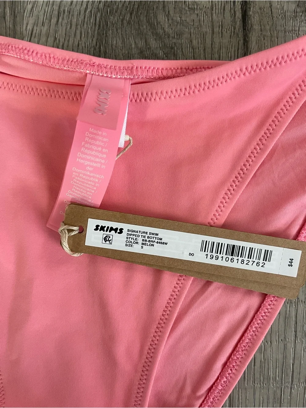 NWT Skims Signature Swim Triangle Bikini Top & Dipped Tie Bottom Set in Melon S